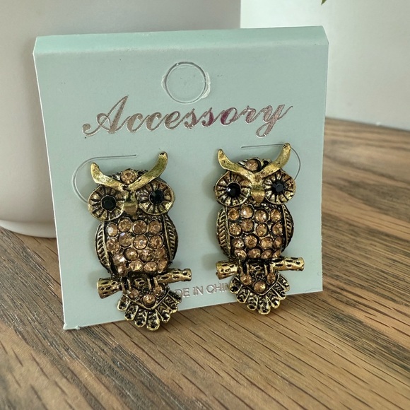 Vintage New Owl Earrings - Picture 1 of 3